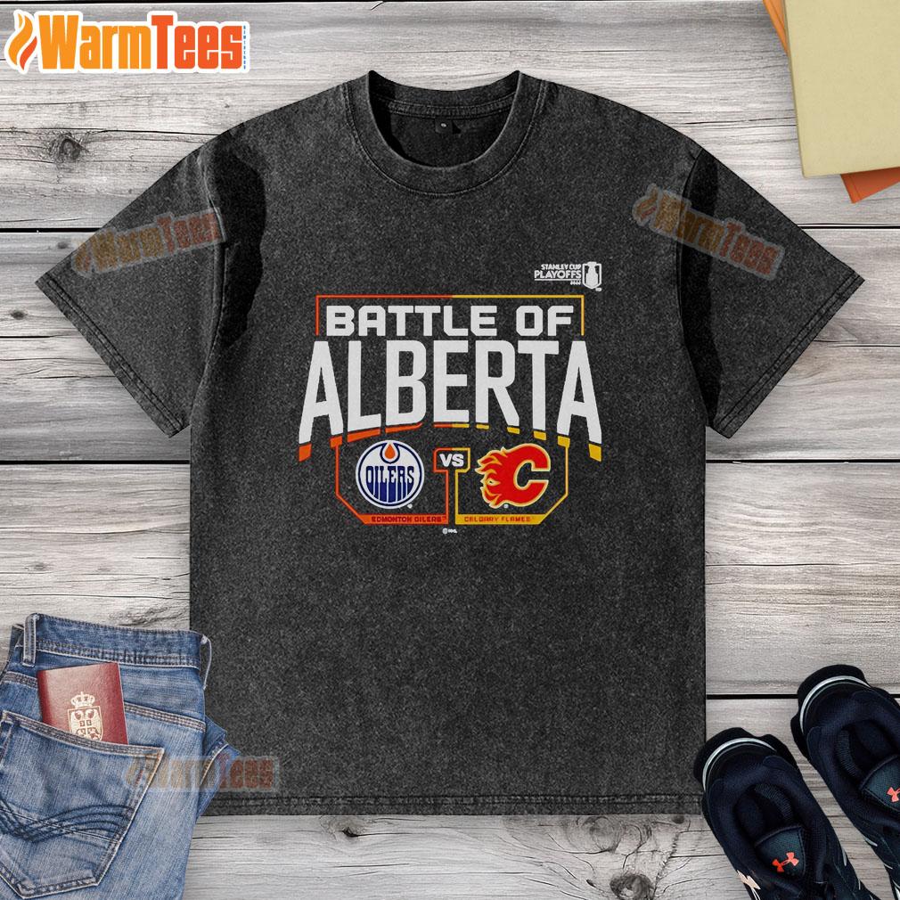 Official Edmonton Oilers VS Calgary Flames 2022 Stanley Cup Playoffs Battle Of Alberta T-Shirt - Image 6