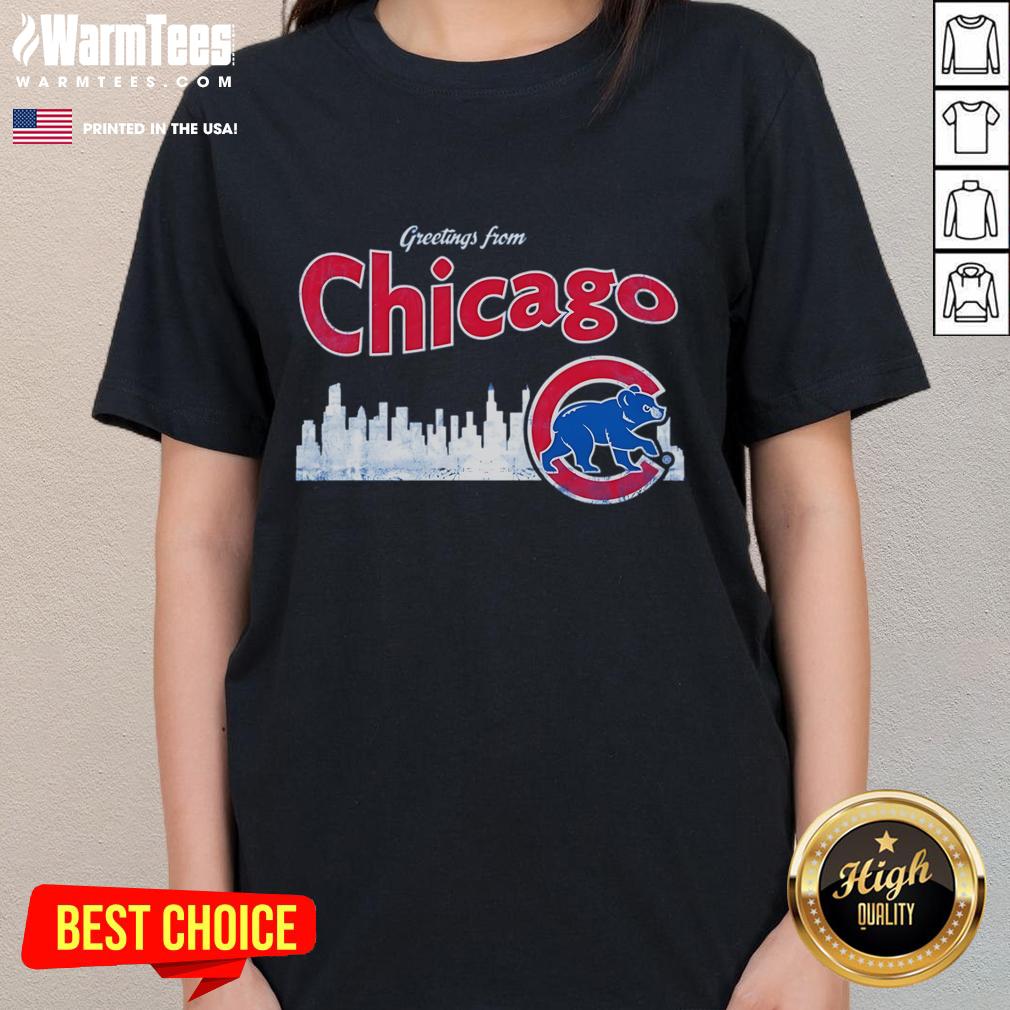 Official Greetings From Chicago Cubs Skyline T-Shirt - Image 3
