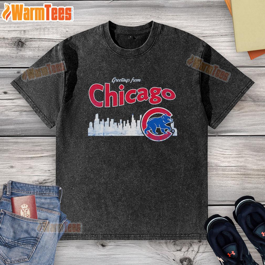 Official Greetings From Chicago Cubs Skyline T-Shirt - Image 6
