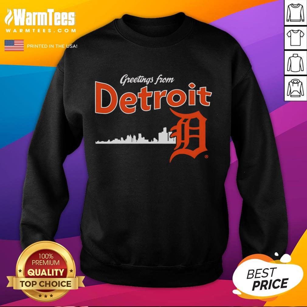 Official Greetings From Detroit Tigers Skyline T-Shirt - Image 5