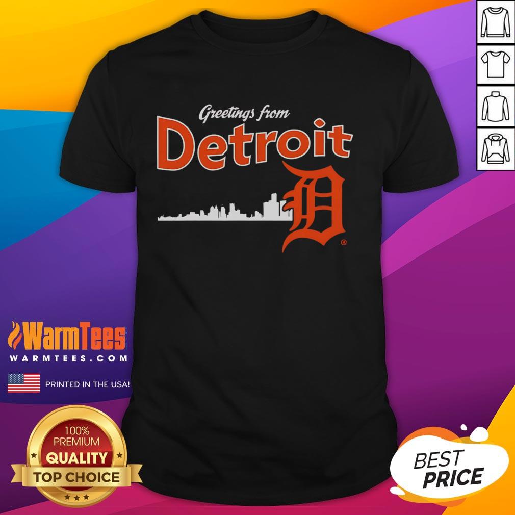 Official Greetings From Detroit Tigers Skyline T-Shirt