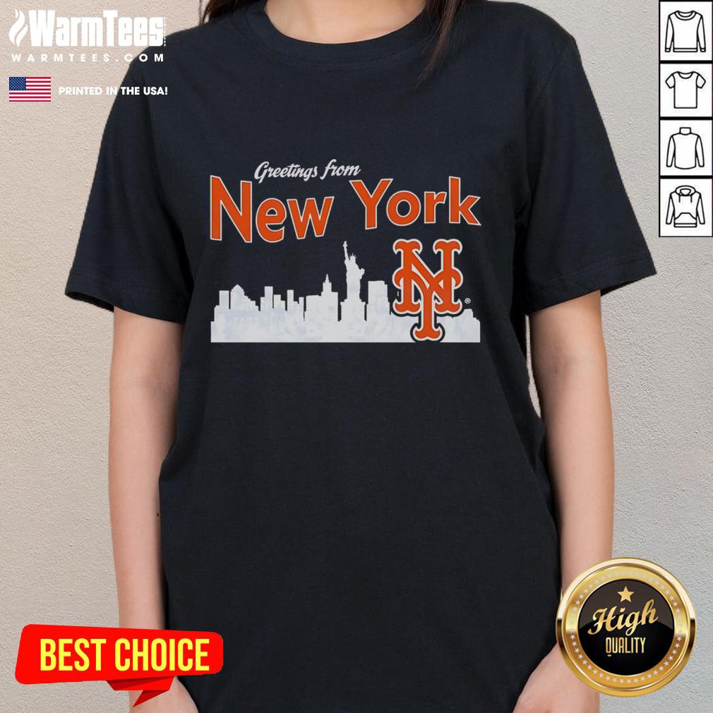 Official Greetings From New York Mets Skyline T-Shirt - Image 3