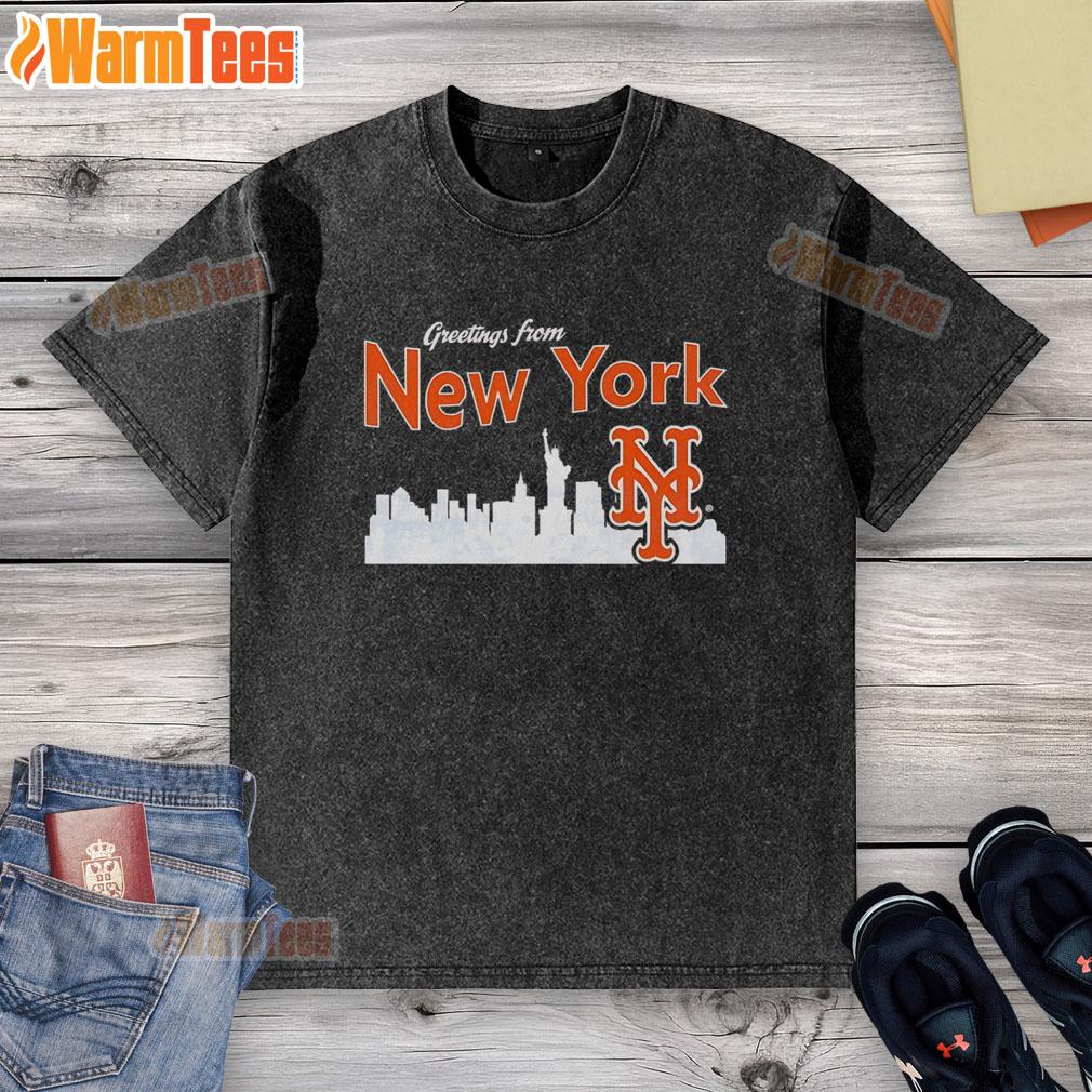 Official Greetings From New York Mets Skyline T-Shirt - Image 6