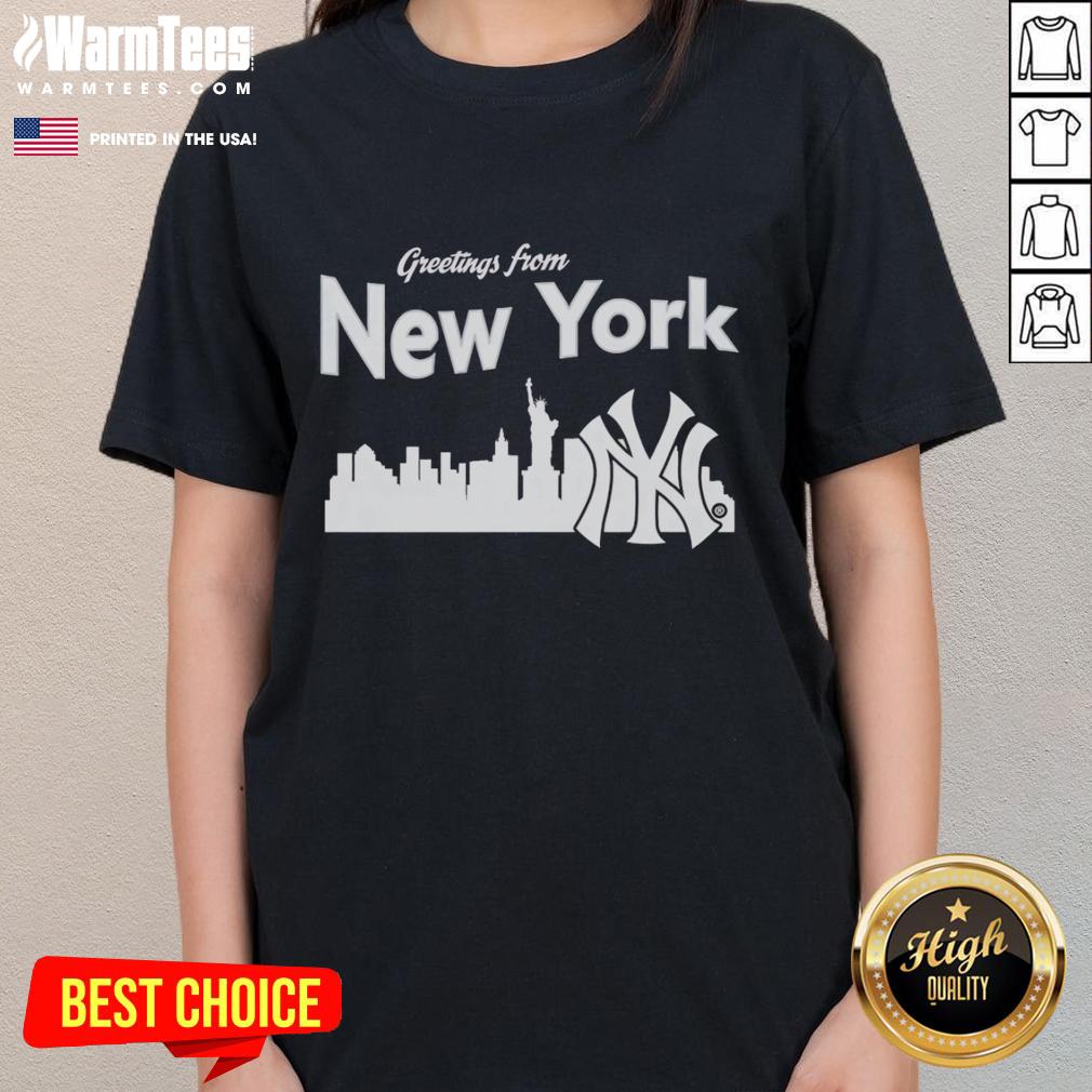 Official Greetings From New York Yankees Skyline T-Shirt - Image 3