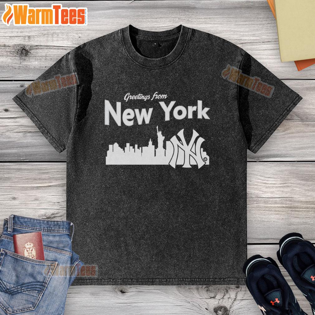 Official Greetings From New York Yankees Skyline T-Shirt - Image 6