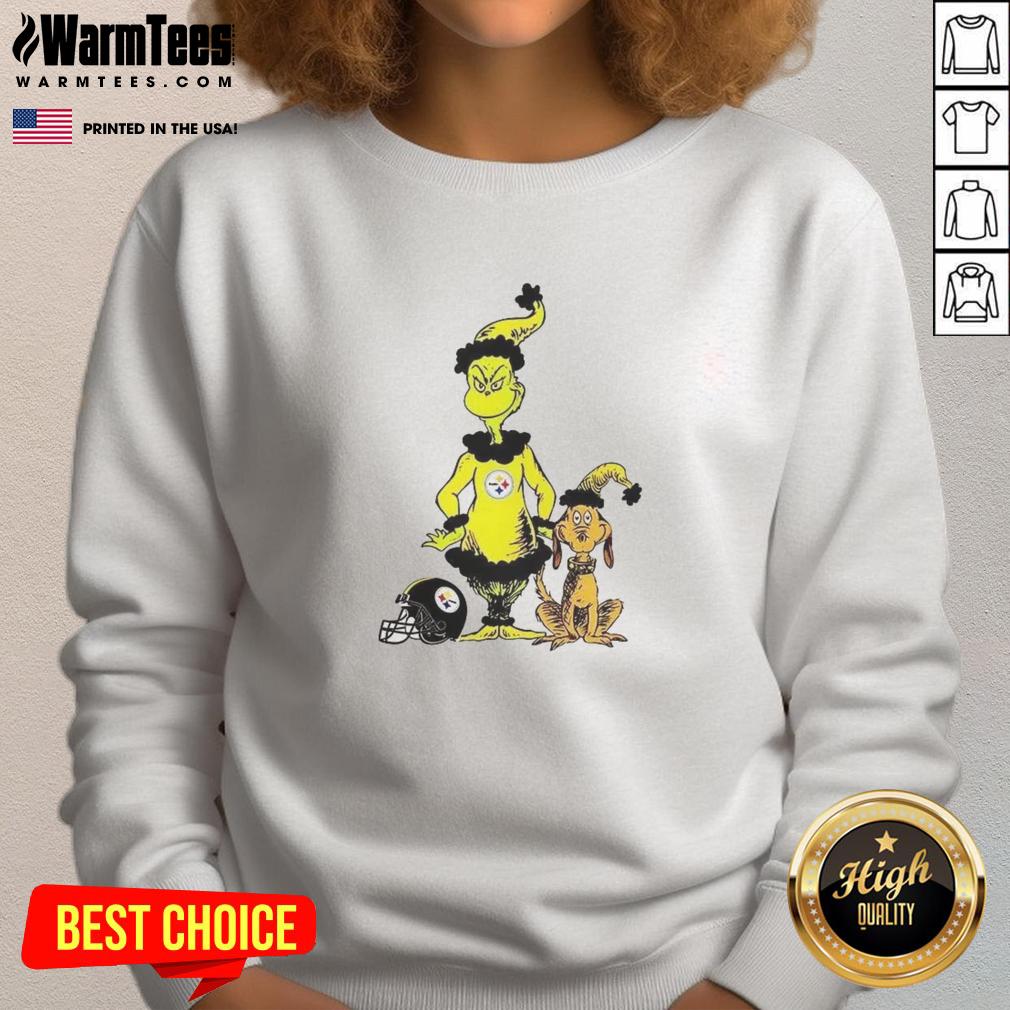 Official Grinch And Max X Pittsburgh Steelers Football Christmas T-Shirt - Image 5