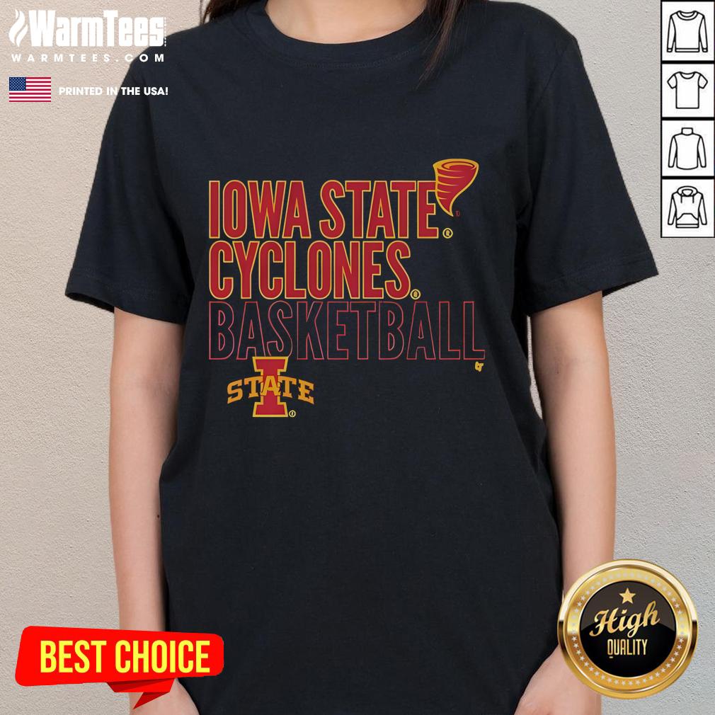 Official Iowa State Cyclones Basketball Text Logo Overlay T-Shirt - Image 3