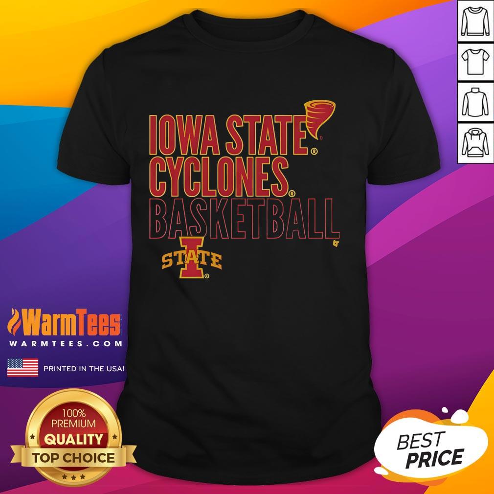 Official Iowa State Cyclones Basketball Text Logo Overlay T-Shirt