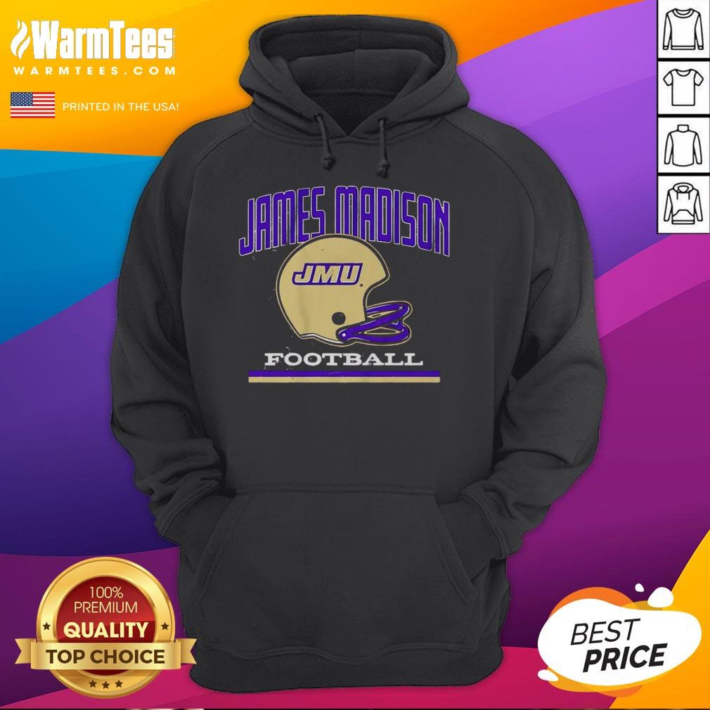 Official JMU James Madison Dukes Football Vintage Helmet T-Shirt - Image 2