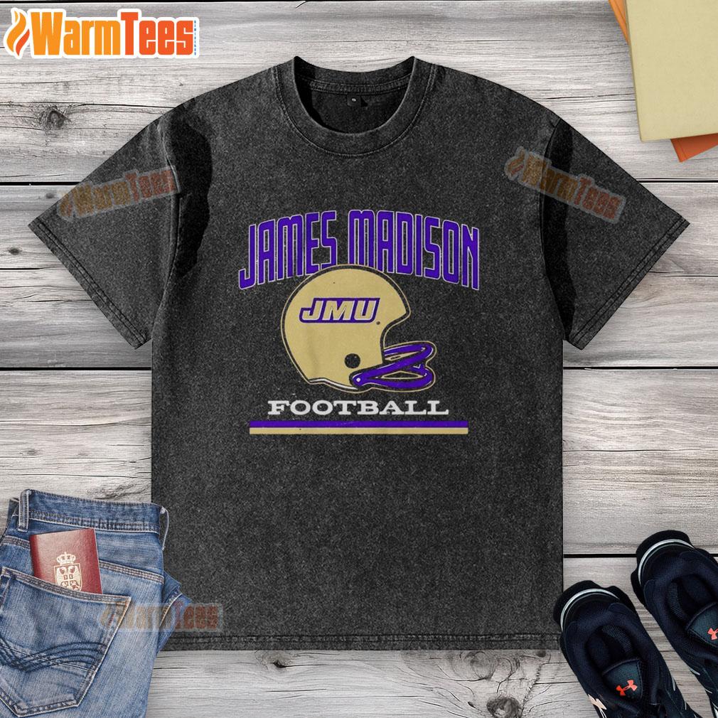 Official JMU James Madison Dukes Football Vintage Helmet T-Shirt - Image 6