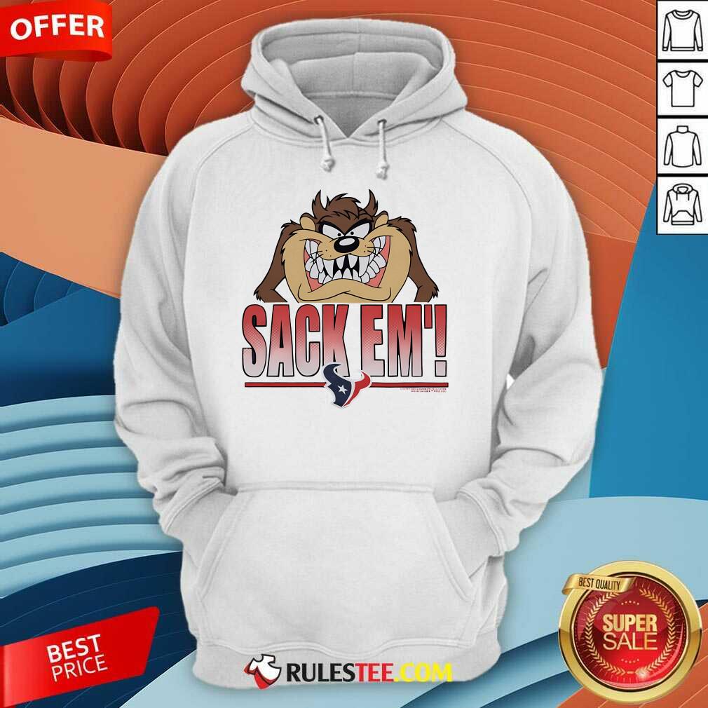 Official Looney Tunes Taz Sack Em' X Houston Texans T-Shirt - Image 5