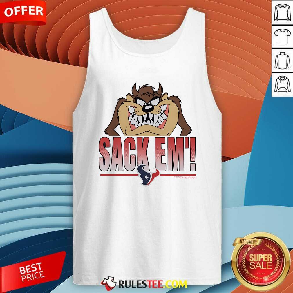 Official Looney Tunes Taz Sack Em' X Houston Texans T-Shirt - Image 3