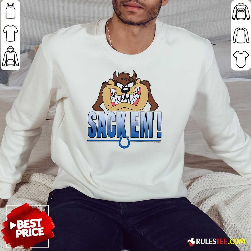 Official Looney Tunes Taz Sack Em' X Indianapolis Colts T-Shirt - Image 4
