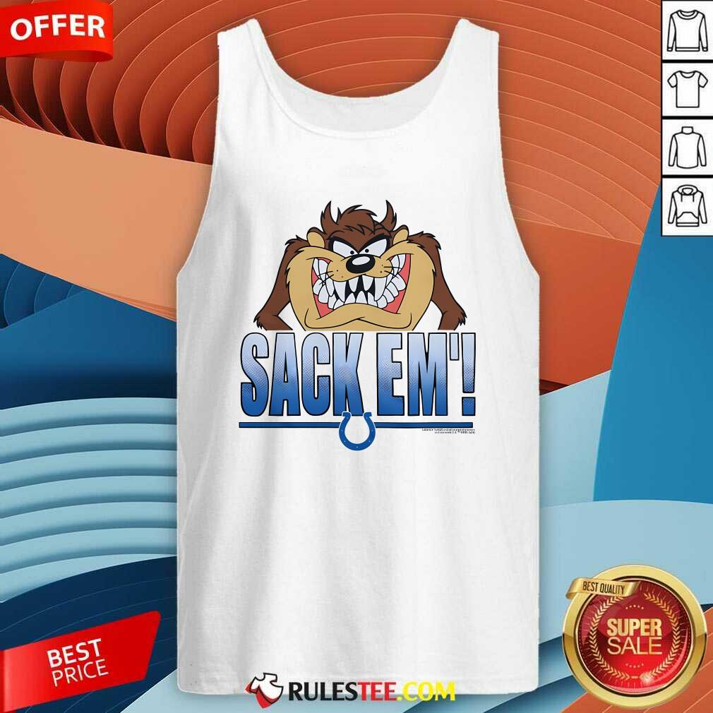Official Looney Tunes Taz Sack Em' X Indianapolis Colts T-Shirt - Image 3