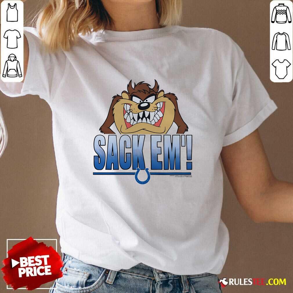 Official Looney Tunes Taz Sack Em' X Indianapolis Colts T-Shirt - Image 2