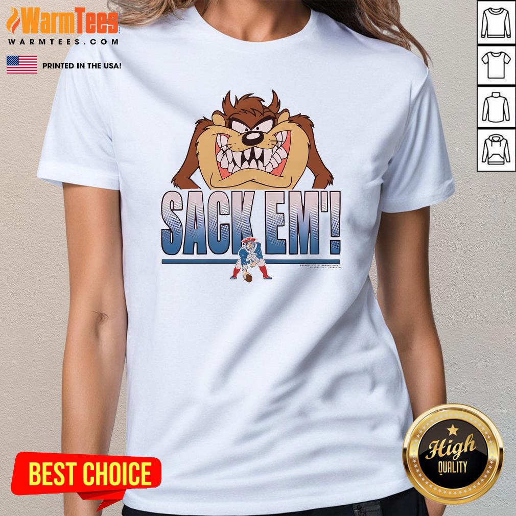 Official Looney Tunes Taz Sack Em' X New England Patriots T-Shirt - Image 2