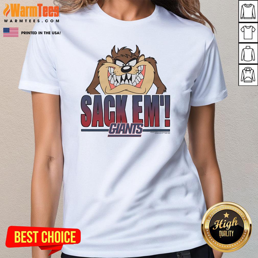 Official Looney Tunes Taz Sack Em' X New York Giants T-Shirt - Image 2