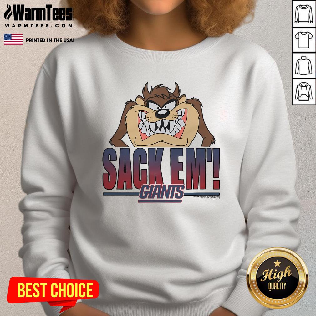 Official Looney Tunes Taz Sack Em' X New York Giants T-Shirt - Image 4