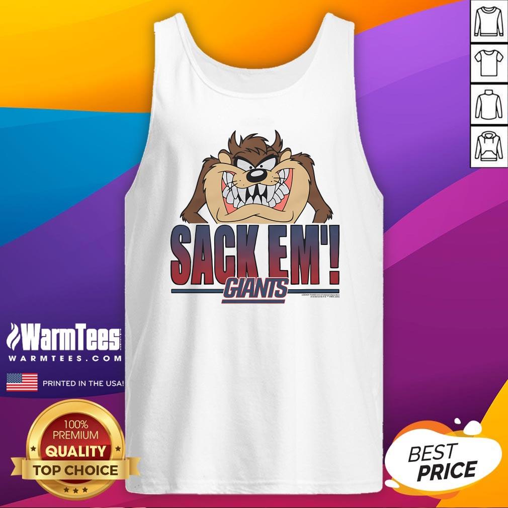 Official Looney Tunes Taz Sack Em' X New York Giants T-Shirt - Image 5