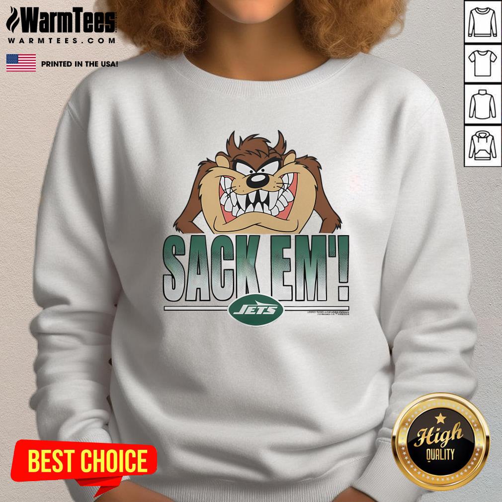 Official Looney Tunes Taz Sack Em' X New York Jets T-Shirt - Image 4