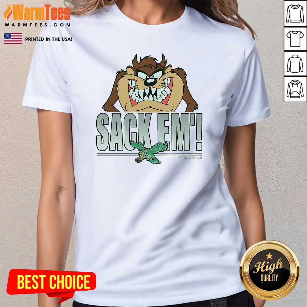 Official Looney Tunes Taz Sack Em' X Philadelphia Eagles T-Shirt - Image 2