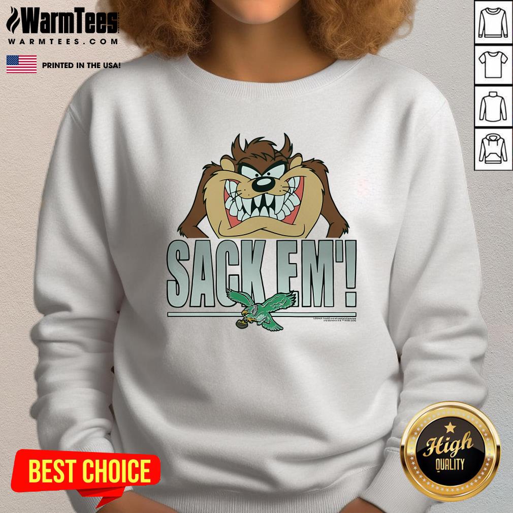 Official Looney Tunes Taz Sack Em' X Philadelphia Eagles T-Shirt - Image 4