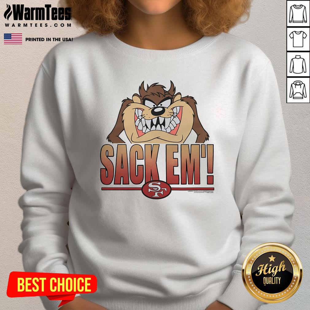 Official Looney Tunes Taz Sack Em' X San Francisco 49ers T-Shirt - Image 4