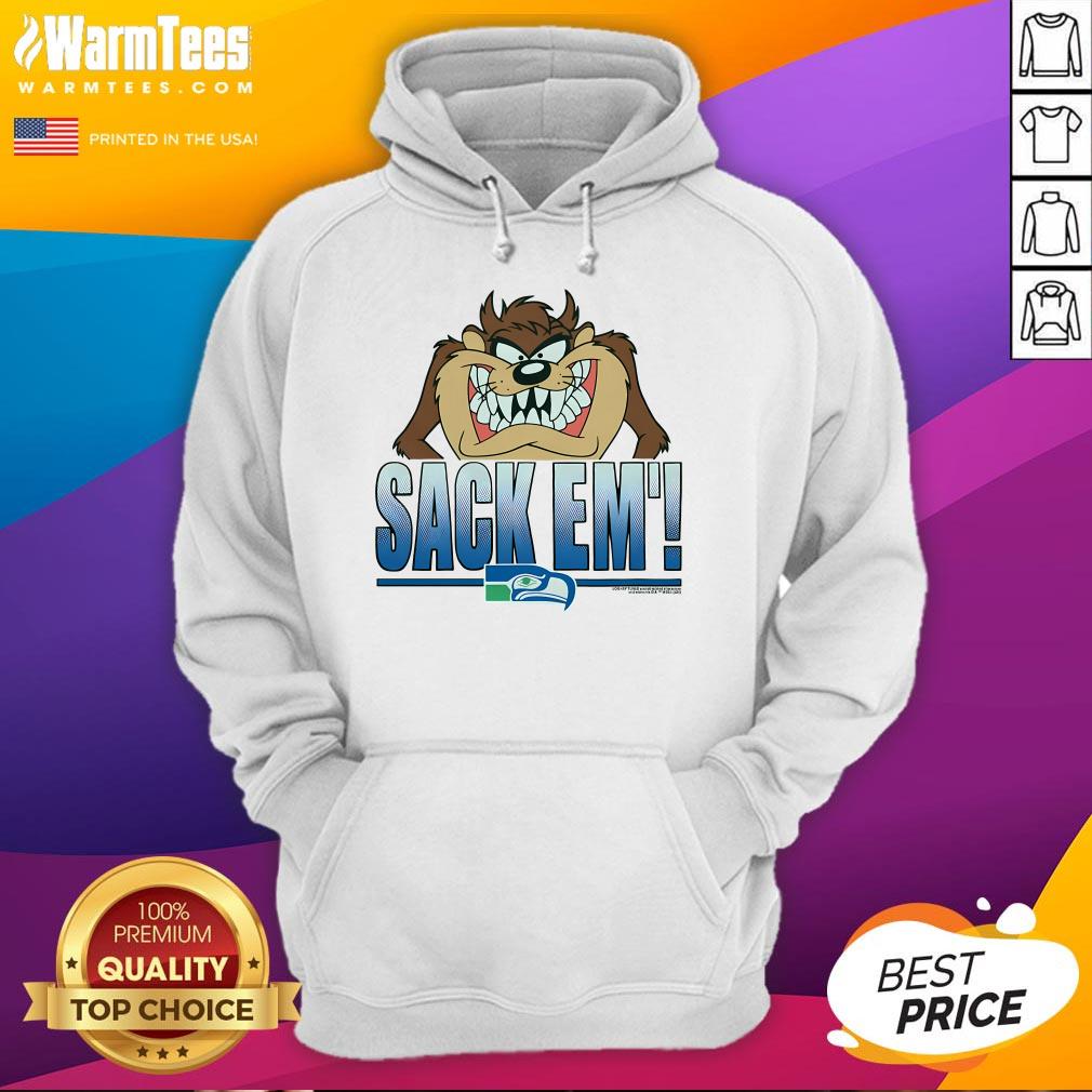 Official Looney Tunes Taz Sack Em' X Seattle Seahawks T-Shirt - Image 3