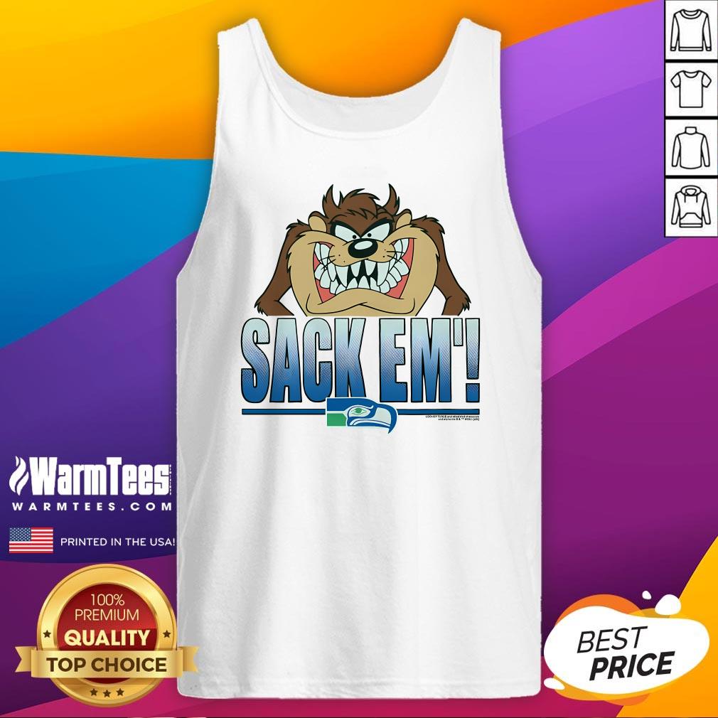 Official Looney Tunes Taz Sack Em' X Seattle Seahawks T-Shirt - Image 5