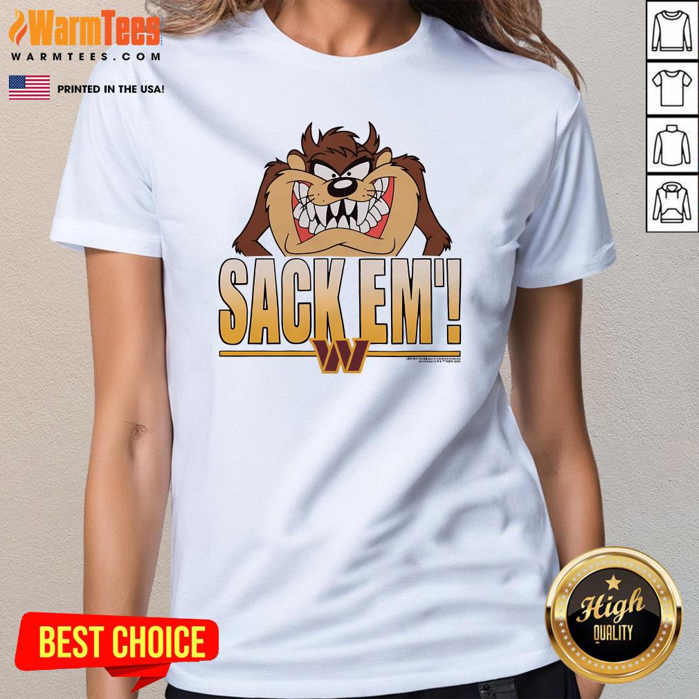 Official Looney Tunes Taz Sack Em' X Washington Commanders T-Shirt - Image 2