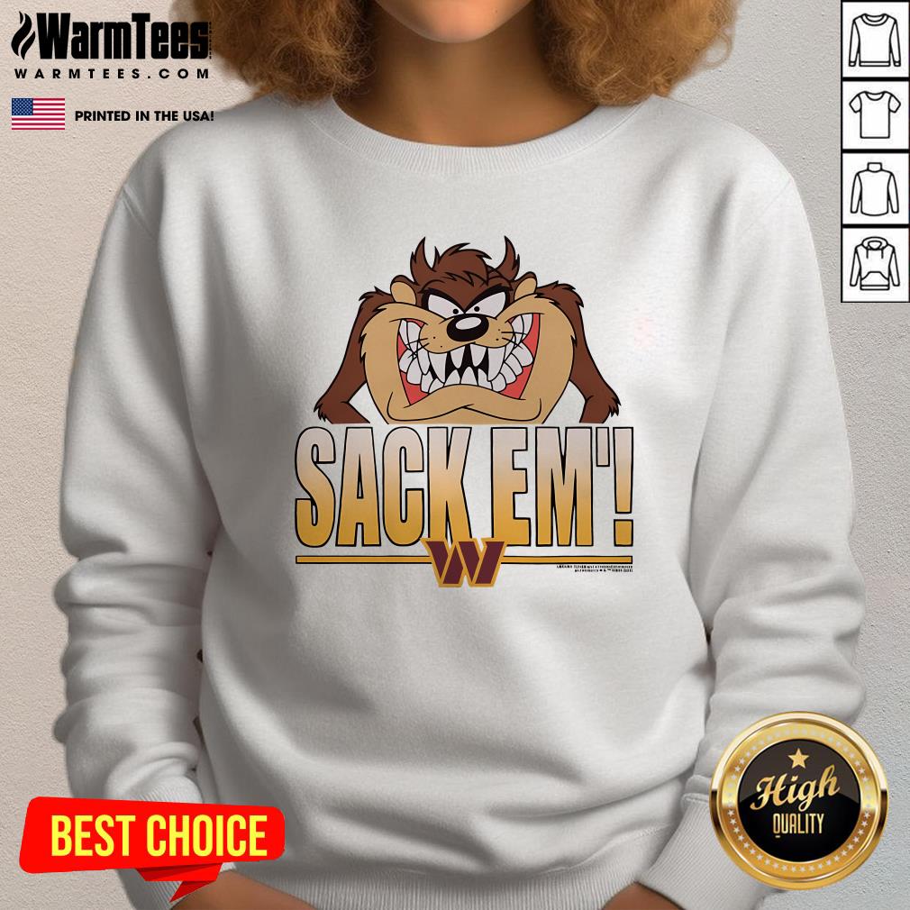 Official Looney Tunes Taz Sack Em' X Washington Commanders T-Shirt - Image 5