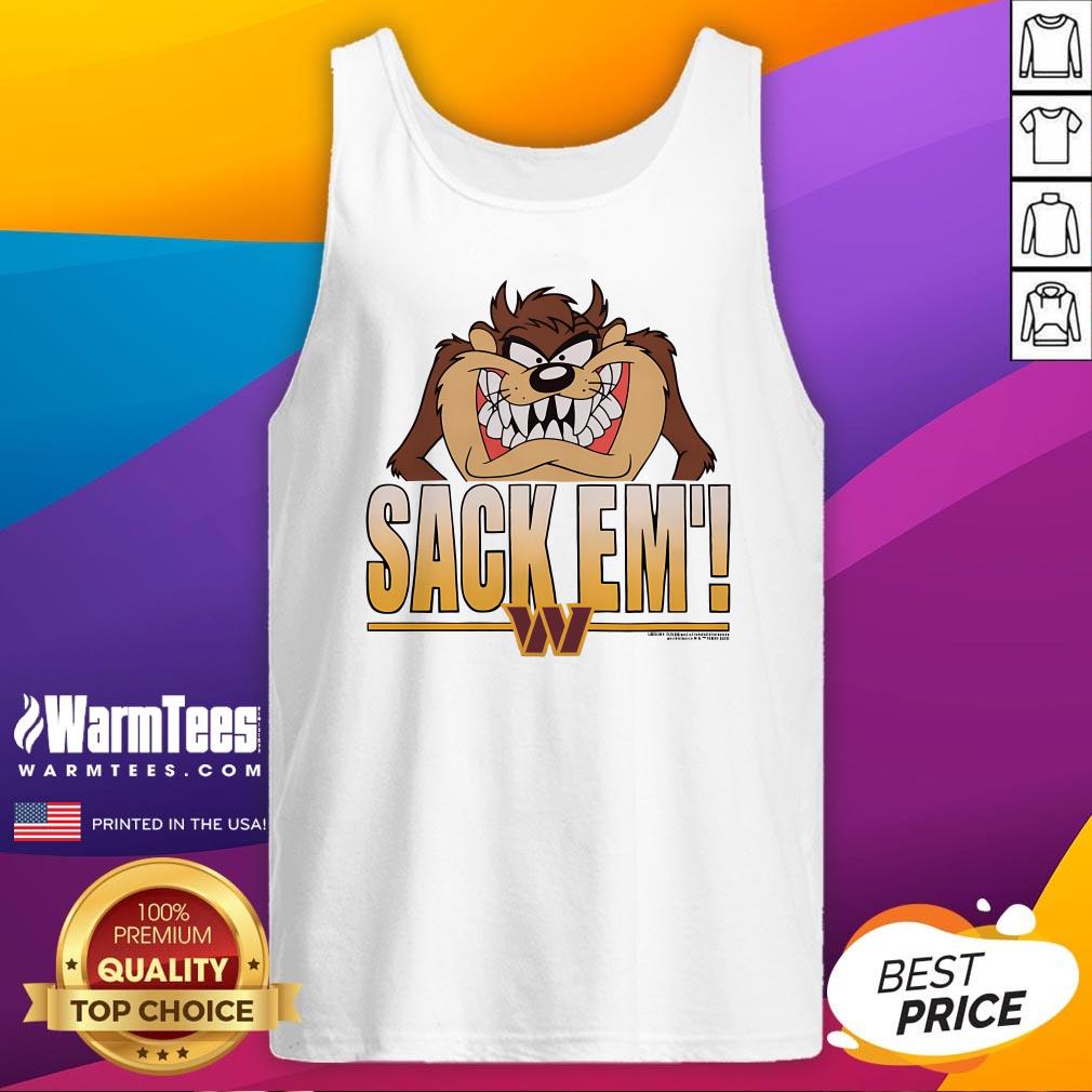 Official Looney Tunes Taz Sack Em' X Washington Commanders T-Shirt - Image 4