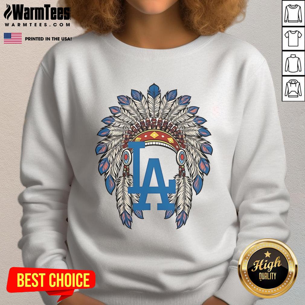 Official Los Angeles Dodgers Native American Logo T-Shirt - Image 5