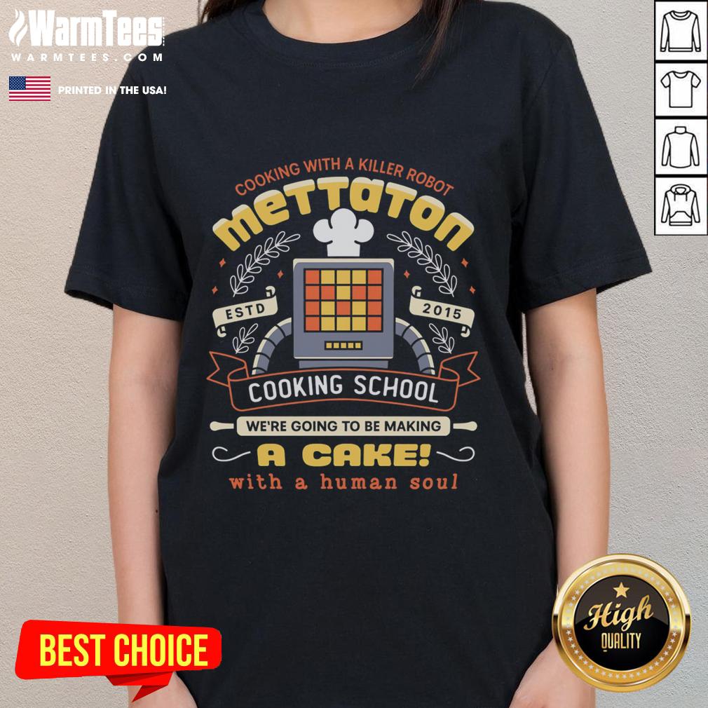 Official Mettaton Cooking School A Cake With A Human Soul Crest T-Shirt - Image 3