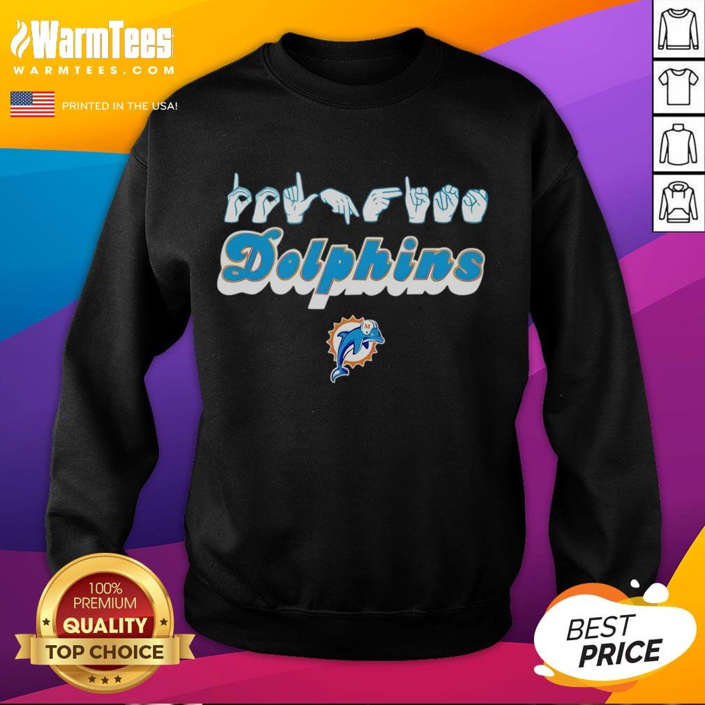 Official Miami Dolphins Football Homage Youth Love Sign Hand Signals T-Shirt - Image 5
