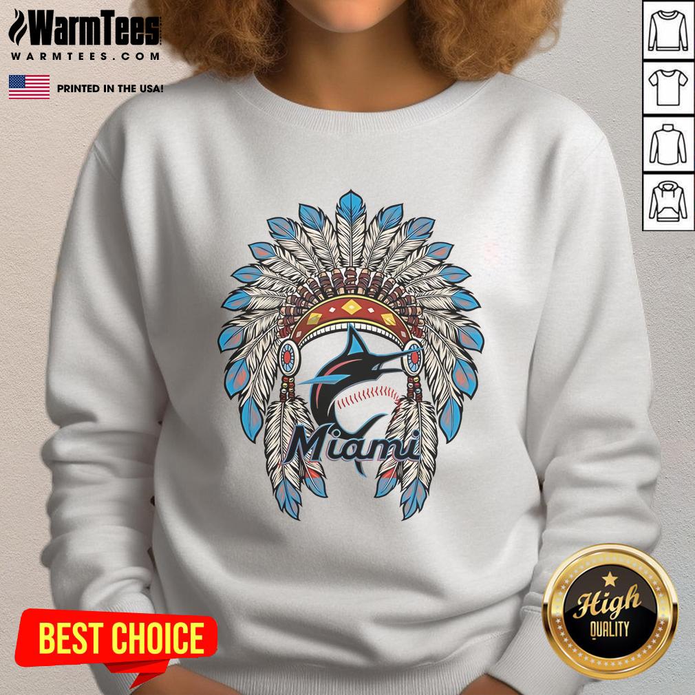 Official Miami Marlins Native American Logo T-Shirt - Image 5