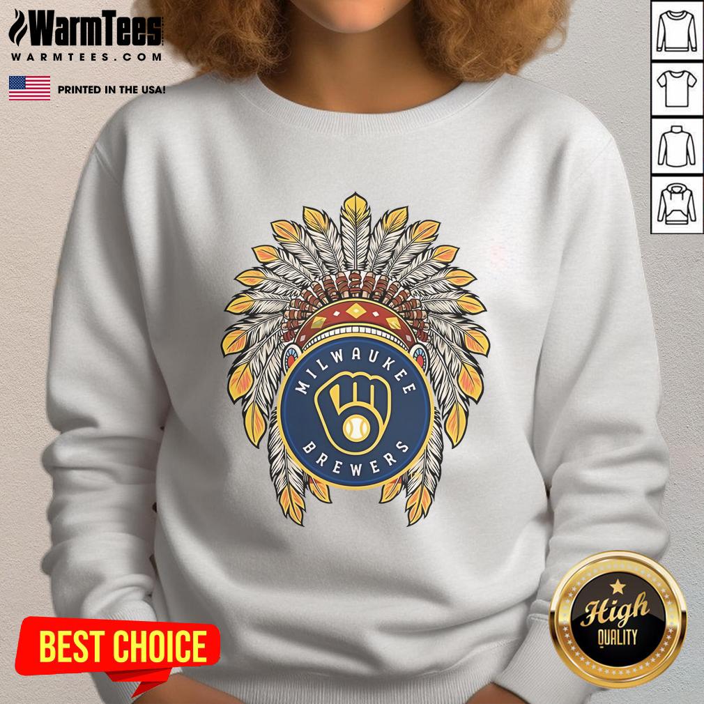 Official Milwaukee Brewers Native American Logo T-Shirt - Image 5