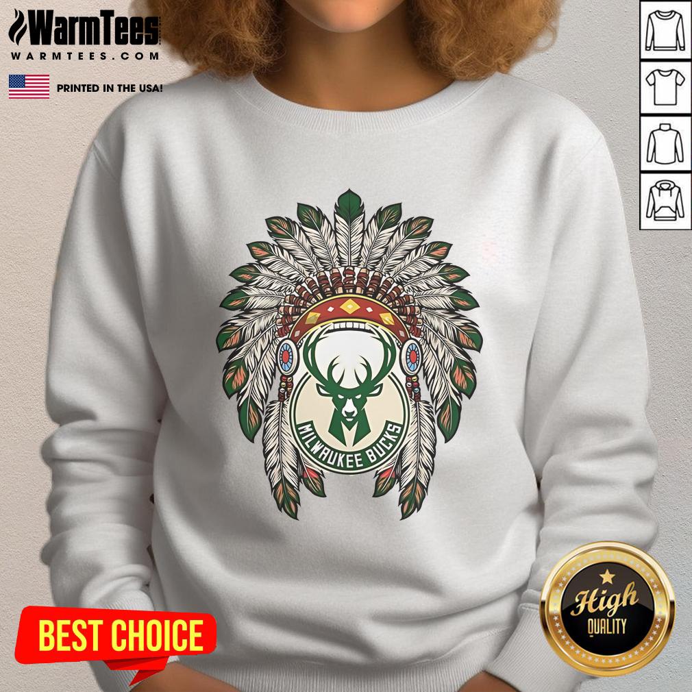 Official Milwaukee Bucks Native American Logo T-Shirt - Image 5