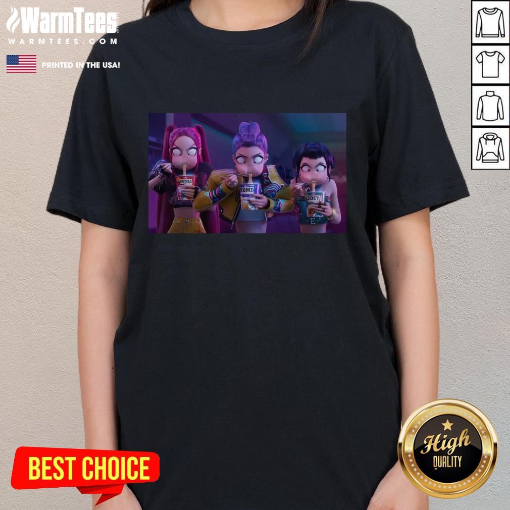 Official Mira Rumi & Zoey Eating Ramyeon Angrily T-Shirt - Image 3