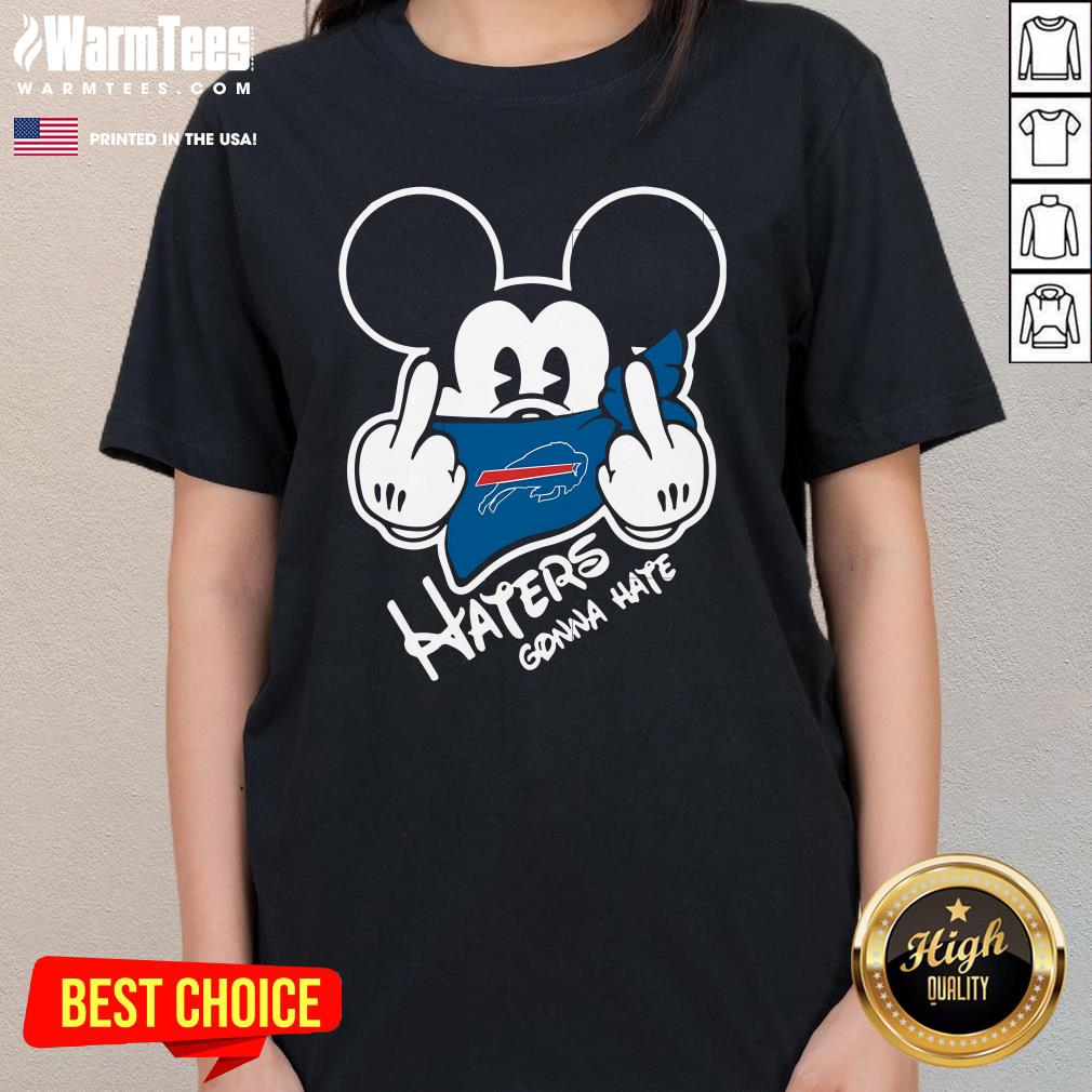 Official NFL Buffalo Bills Haters Gonna Hate Mickey Mouse Disney Football T-Shirt - Image 2