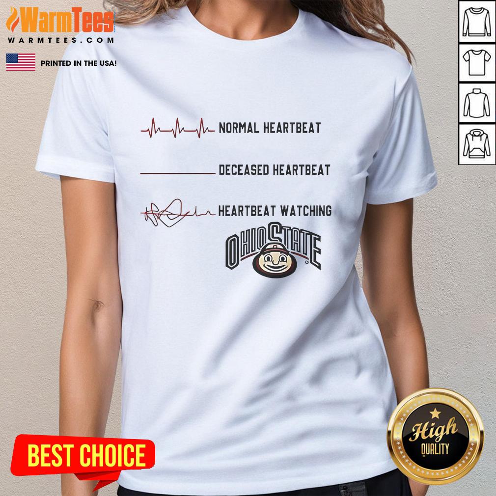 Official Ohio State Buckeyes NCAA Heartbeat Watching Match T-Shirt - Image 3
