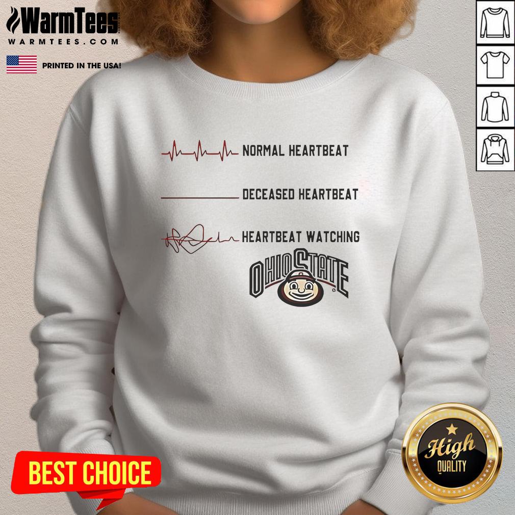 Official Ohio State Buckeyes NCAA Heartbeat Watching Match T-Shirt - Image 5