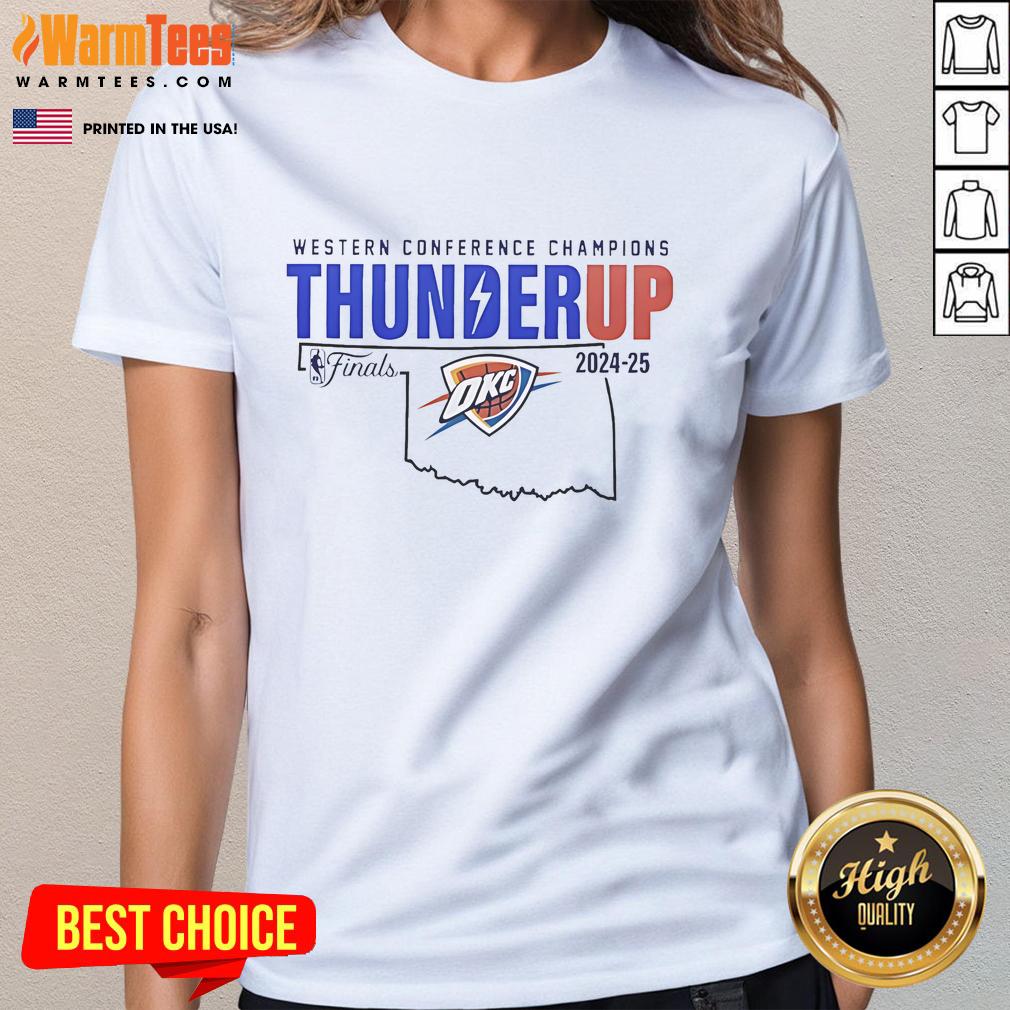 Official Oklahoma City Thunder Western Conference Champions Thunder Up 2025 T-Shirt - Image 3