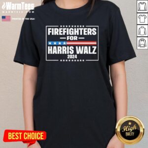 Alternative view of Official Paul A Szypula Firefighters For Harris Walz 2024 T-Shirt