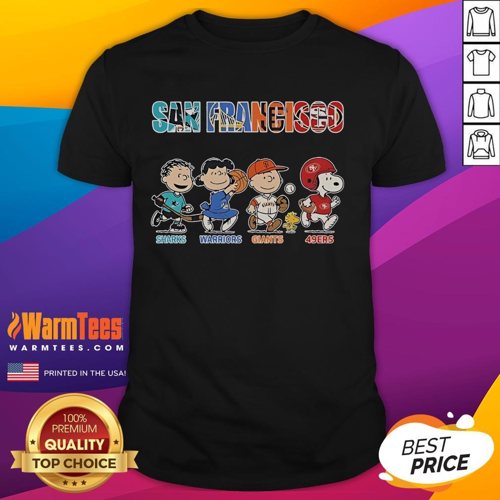 Official Peanuts San Francisco Sharks Warriors Giants 49ers T-Shirt