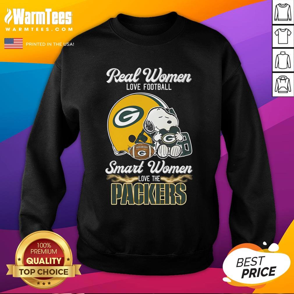 Official Real Women Love Football Smart Women Love The Packers Snoopy T-Shirt - Image 4