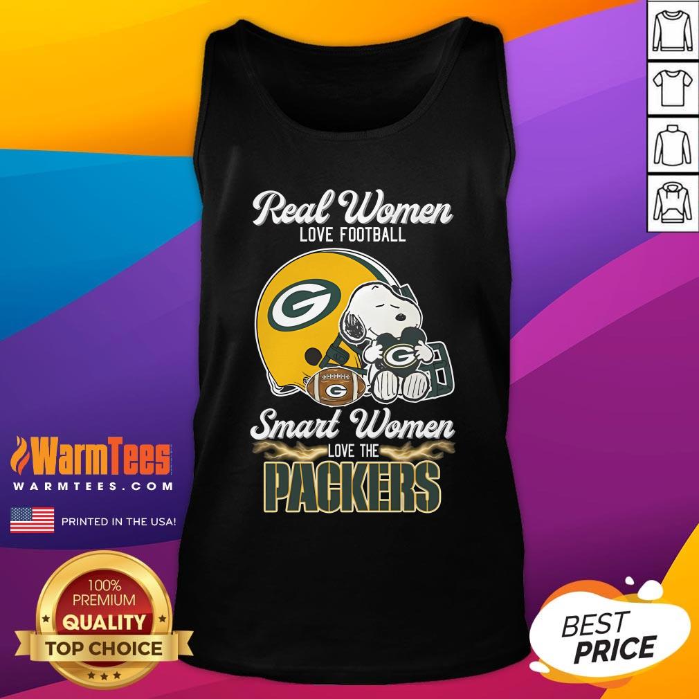 Official Real Women Love Football Smart Women Love The Packers Snoopy T-Shirt - Image 5