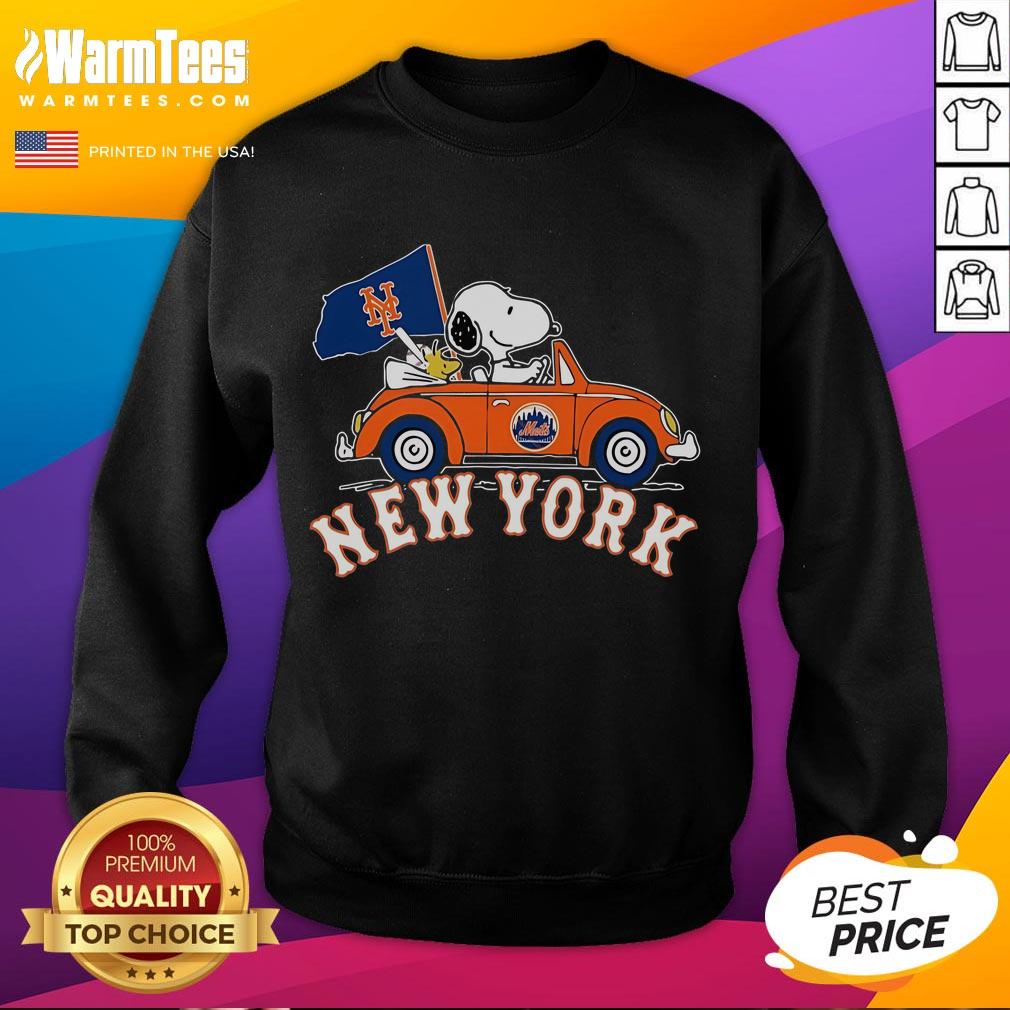 Official Snoopy And Woodstock X New York Mets October Driving Car 2024 T-Shirt - Image 5
