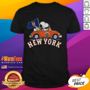 Official Snoopy And Woodstock X New York Mets October Driving Car 2024 T-Shirt