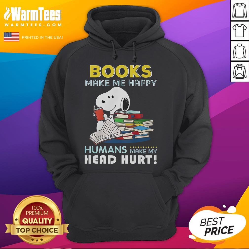 Official Snoopy Book Makes Me Happy T-Shirt - Image 2
